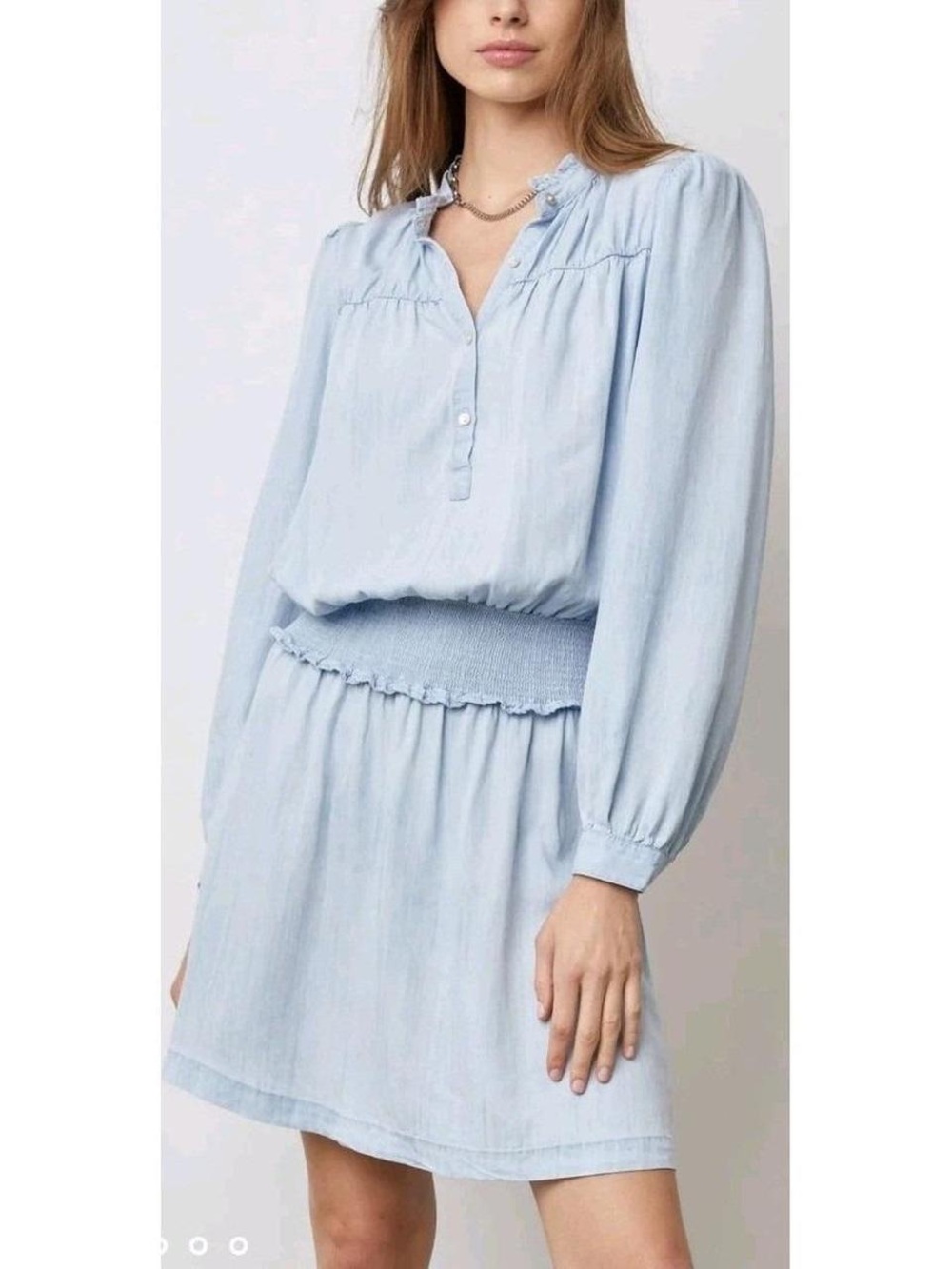 Rails Shawna Light Blue Button Up Chambray Denim Mini Dress XS